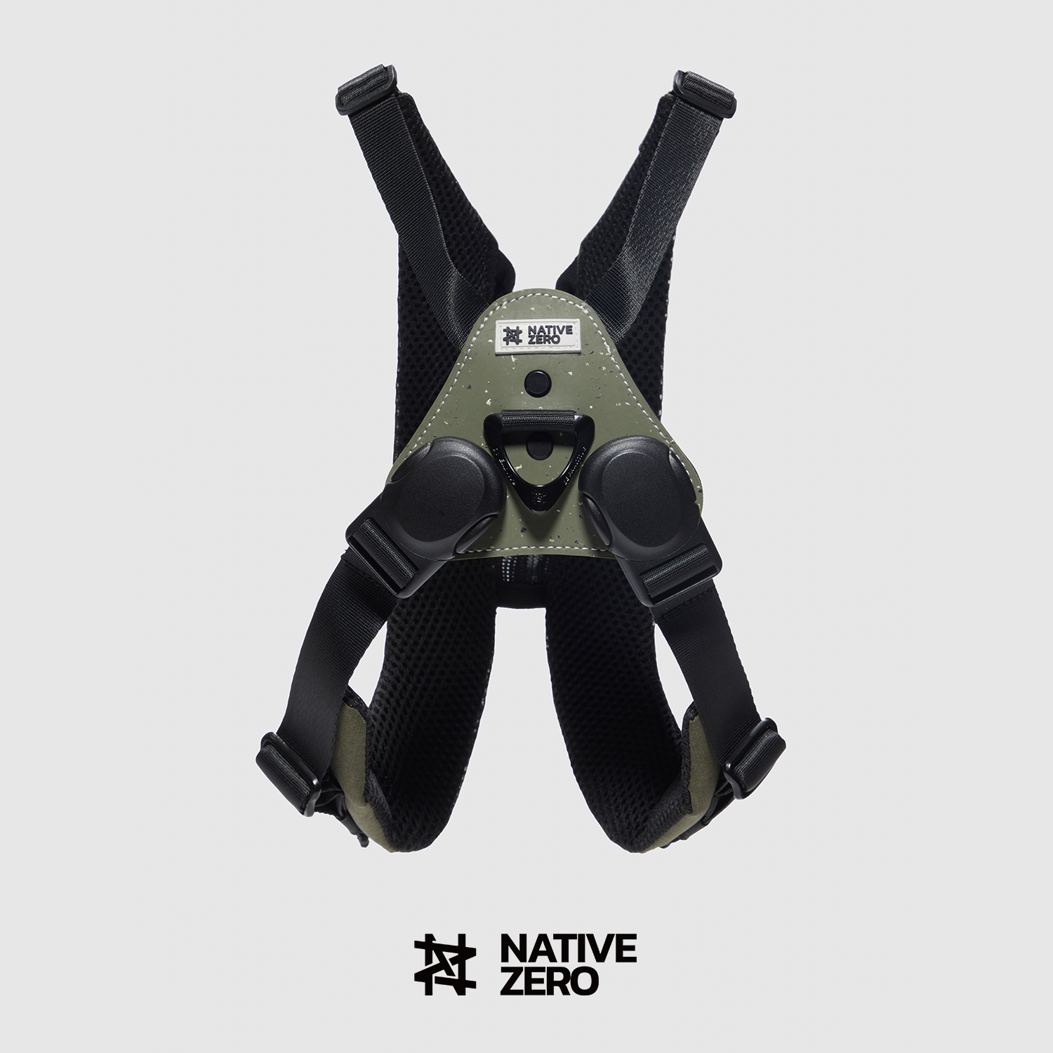 NOAH 1.5 sustainable dog harness top view — FLEX-GRIND recycled material — Dual Magnetic Buckle, NATIVE ZERO