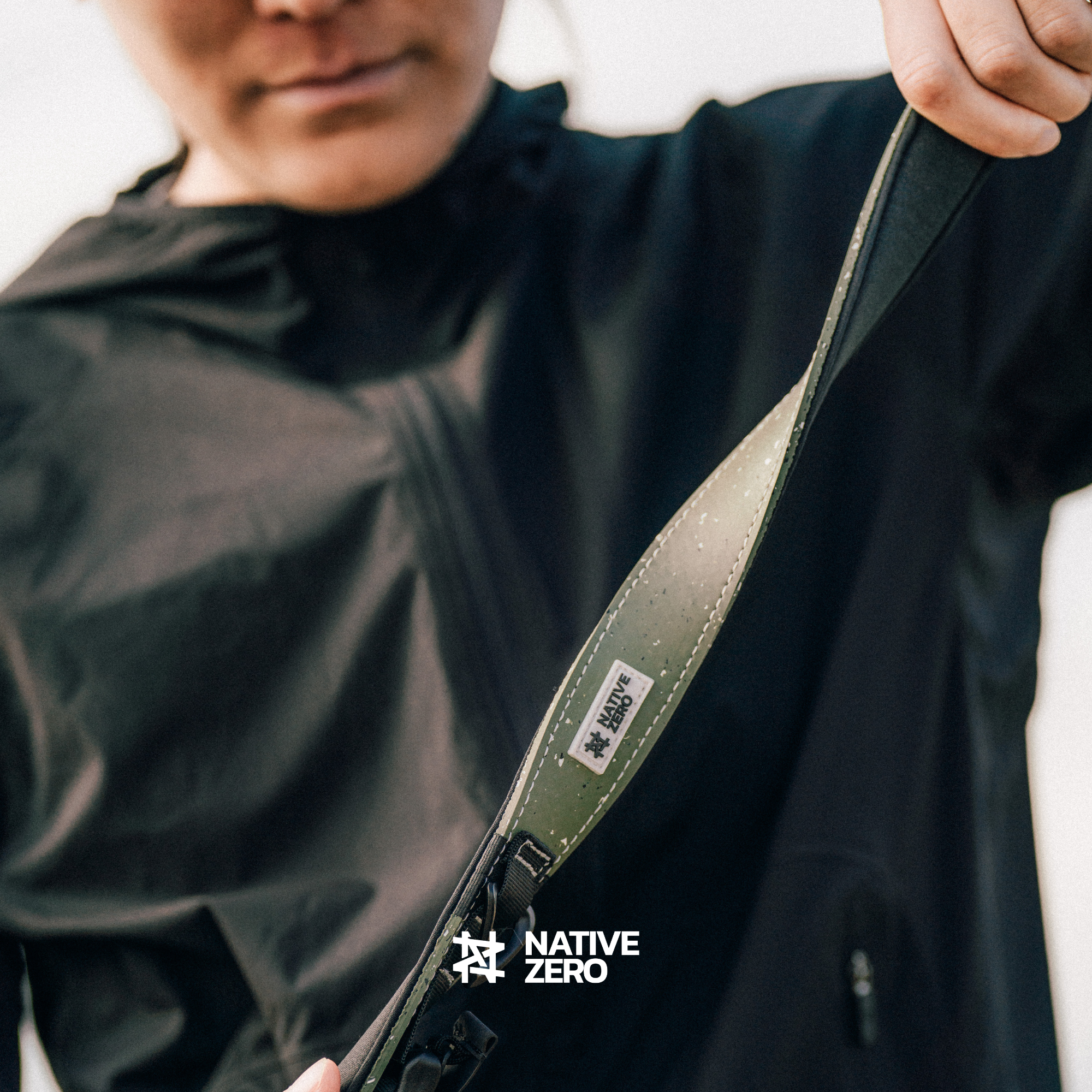 ARI 1.0 outdoor dog collar, flexible FLEX-GRIND™ construction shown bending — NATIVE ZERO Canada